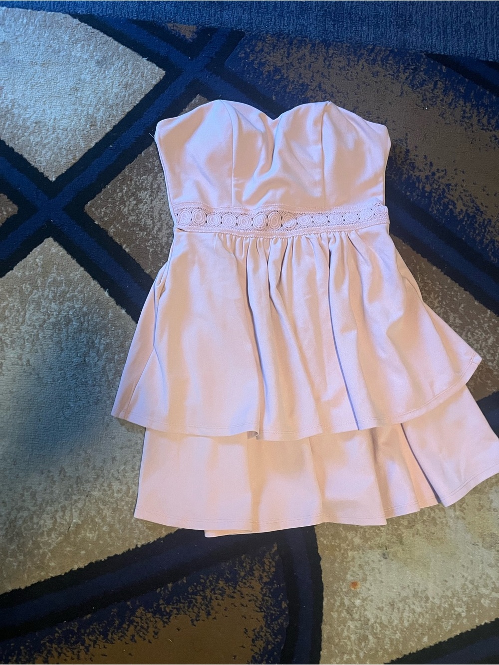 Women’s Strapless Pink Peplum Party Dress